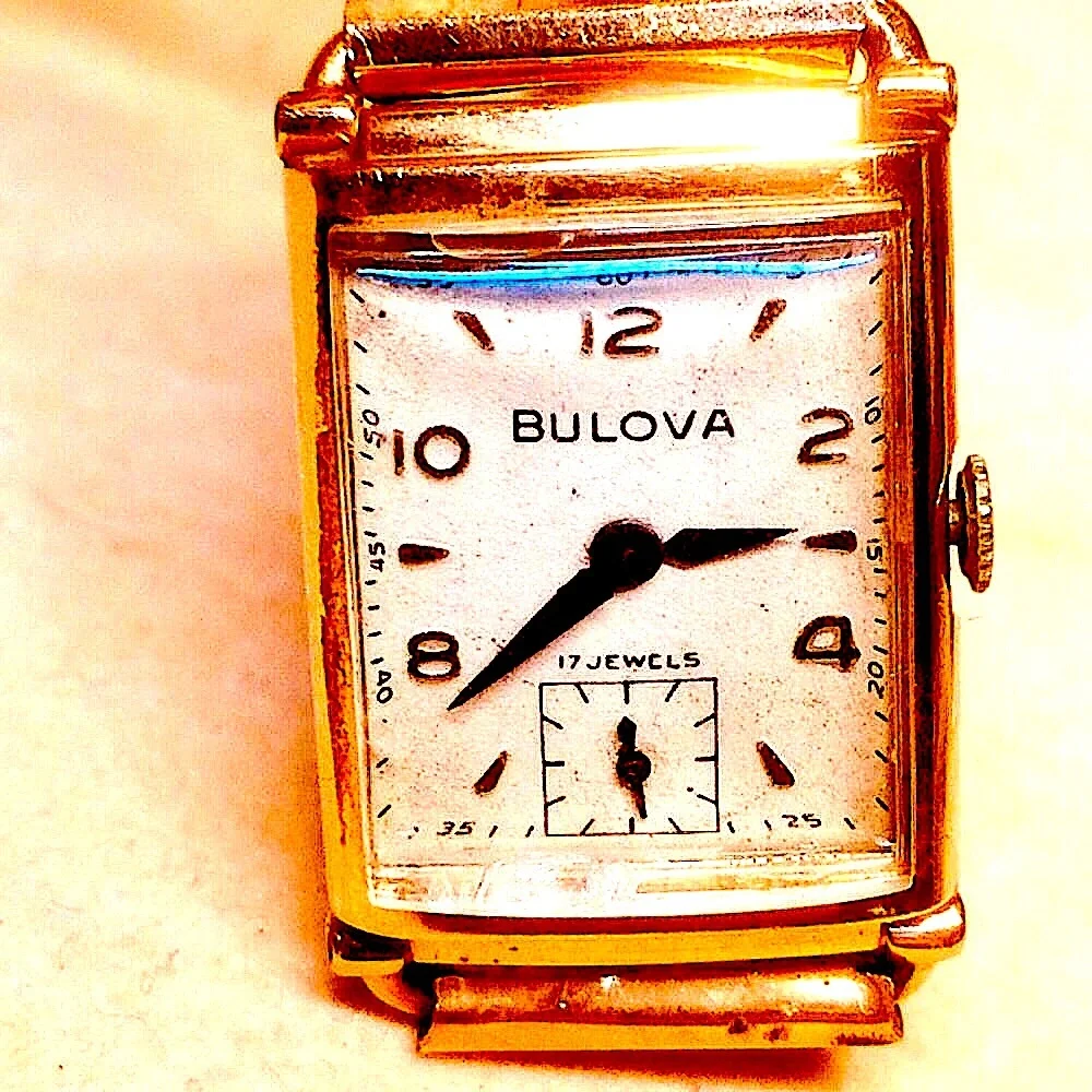 Bulova 14k Rose Gold Filled Tank Watch 1950’s Vintage